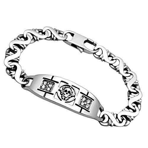TK574 - High polished (no plating) Stainless Steel Bracelet with AAA Grade CZ in Clear - Alamode - Flyclothing LLC