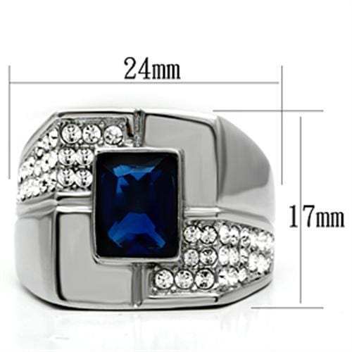 TK587 - High polished (no plating) Stainless Steel Ring with Synthetic Synthetic Glass in Montana - Alamode - Flyclothing LLC
