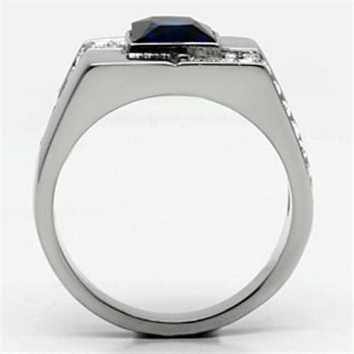 TK587 - High polished (no plating) Stainless Steel Ring with Synthetic Synthetic Glass in Montana - Alamode - Flyclothing LLC