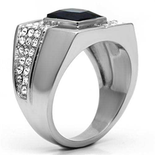 TK587 - High polished (no plating) Stainless Steel Ring with Synthetic Synthetic Glass in Montana - Alamode - Flyclothing LLC
