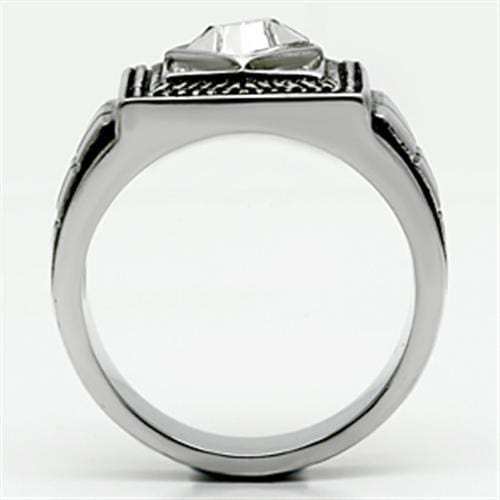 TK589 - High polished (no plating) Stainless Steel Ring with Top Grade Crystal in Clear - Alamode - Flyclothing LLC