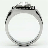 TK589 - High polished (no plating) Stainless Steel Ring with Top Grade Crystal in Clear - Alamode - Flyclothing LLC