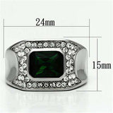 TK590 - High polished (no plating) Stainless Steel Ring with Synthetic Synthetic Glass in Emerald - Alamode - Flyclothing LLC