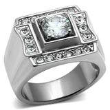 TK593 - High polished (no plating) Stainless Steel Ring with AAA Grade CZ in Clear - Alamode - Flyclothing LLC