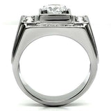 TK593 - High polished (no plating) Stainless Steel Ring with AAA Grade CZ in Clear - Alamode - Flyclothing LLC
