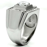 TK593 - High polished (no plating) Stainless Steel Ring with AAA Grade CZ in Clear - Alamode - Flyclothing LLC