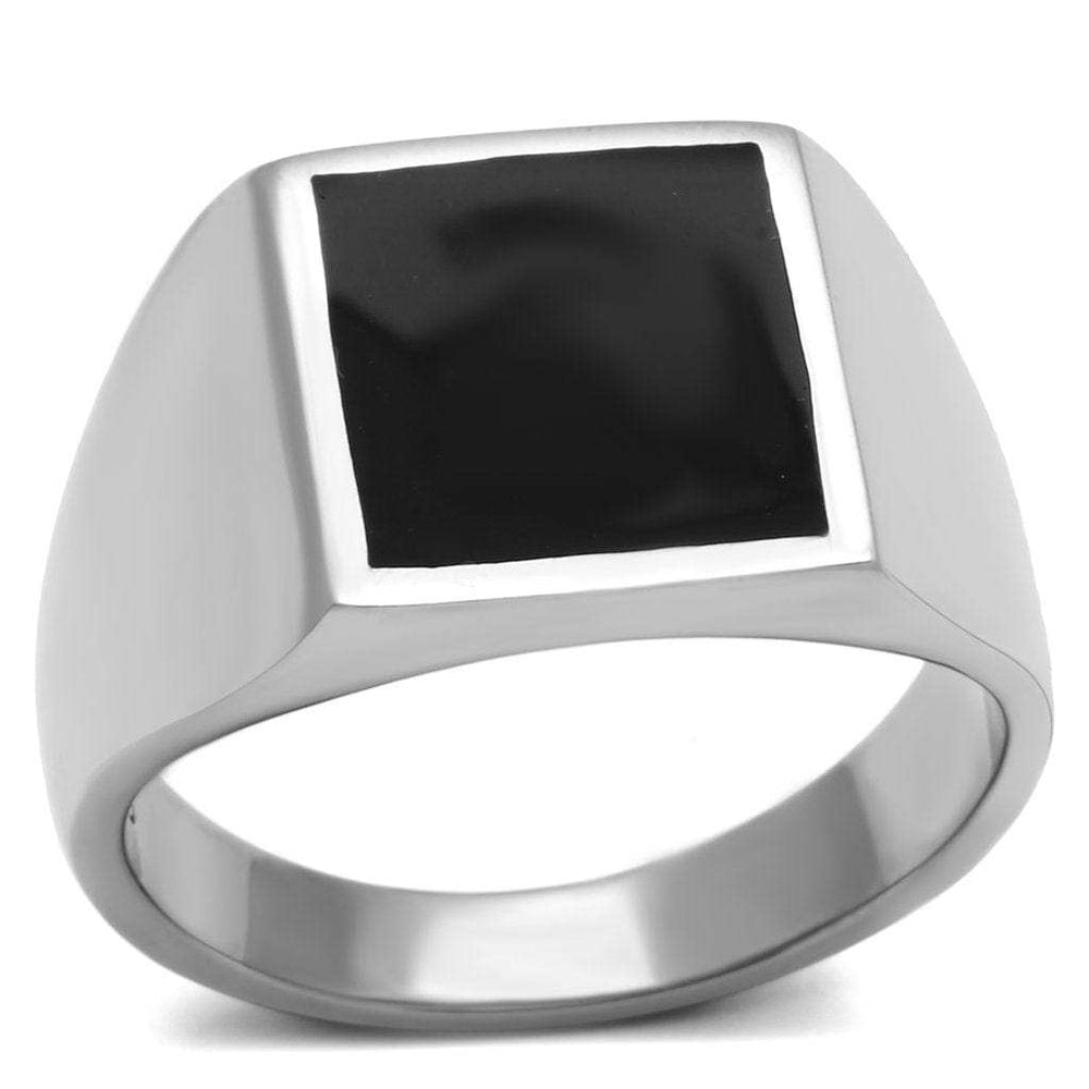 TK594 - High polished (no plating) Stainless Steel Ring with Epoxy in Jet - Alamode - Flyclothing LLC