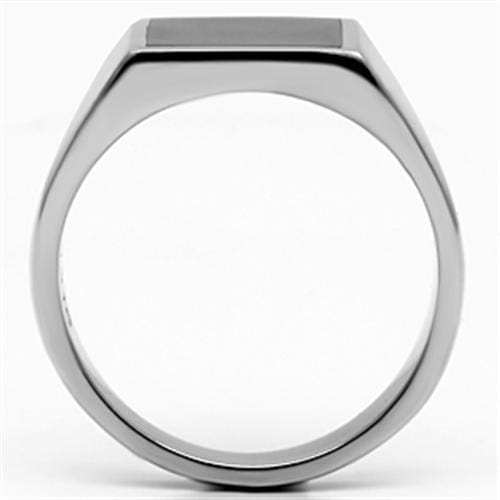TK594 - High polished (no plating) Stainless Steel Ring with Epoxy in Jet - Alamode - Flyclothing LLC