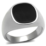 TK595 - High polished (no plating) Stainless Steel Ring with Epoxy in Jet - Alamode - Flyclothing LLC