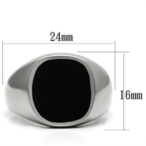 TK595 - High polished (no plating) Stainless Steel Ring with Epoxy in Jet - Alamode - Flyclothing LLC