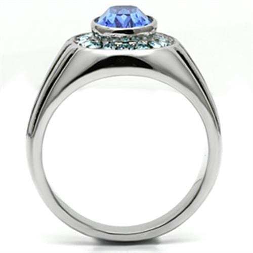 TK601 - High polished (no plating) Stainless Steel Ring with Top Grade Crystal in Sapphire - Alamode - Flyclothing LLC