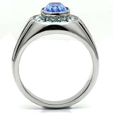 TK601 - High polished (no plating) Stainless Steel Ring with Top Grade Crystal in Sapphire - Alamode - Flyclothing LLC