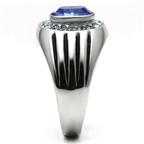 TK601 - High polished (no plating) Stainless Steel Ring with Top Grade Crystal in Sapphire - Alamode - Flyclothing LLC