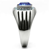 TK601 - High polished (no plating) Stainless Steel Ring with Top Grade Crystal in Sapphire - Alamode - Flyclothing LLC