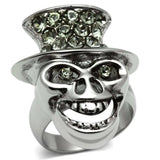 TK605 - High polished (no plating) Stainless Steel Ring with Top Grade Crystal in Black Diamond - Alamode - Flyclothing LLC