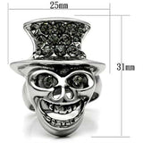 TK605 - High polished (no plating) Stainless Steel Ring with Top Grade Crystal in Black Diamond - Alamode - Flyclothing LLC