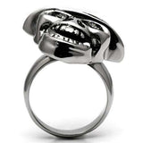 TK605 - High polished (no plating) Stainless Steel Ring with Top Grade Crystal in Black Diamond - Alamode - Flyclothing LLC