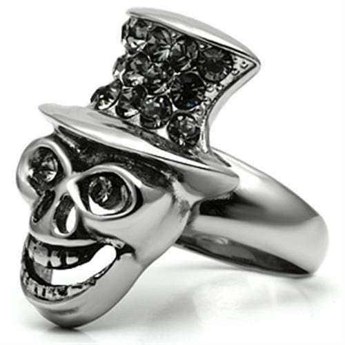 TK605 - High polished (no plating) Stainless Steel Ring with Top Grade Crystal in Black Diamond - Alamode - Flyclothing LLC