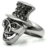 TK605 - High polished (no plating) Stainless Steel Ring with Top Grade Crystal in Black Diamond - Alamode - Flyclothing LLC