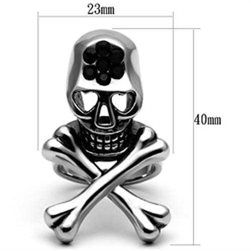 TK606 - High polished (no plating) Stainless Steel Ring with Top Grade Crystal in Jet - Alamode - Flyclothing LLC