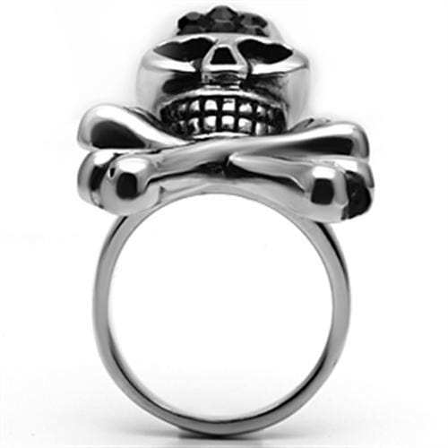 TK606 - High polished (no plating) Stainless Steel Ring with Top Grade Crystal in Jet - Alamode - Flyclothing LLC