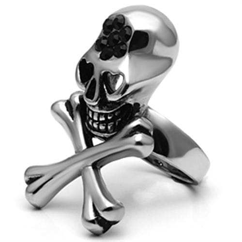 TK606 - High polished (no plating) Stainless Steel Ring with Top Grade Crystal in Jet - Alamode - Flyclothing LLC