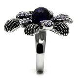 TK607 - High polished (no plating) Stainless Steel Ring with Synthetic Synthetic Glass in Amethyst - Alamode - Flyclothing LLC