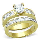 TK61206G - IP Gold(Ion Plating) Stainless Steel Ring with AAA Grade CZ in Clear - Alamode - Flyclothing LLC