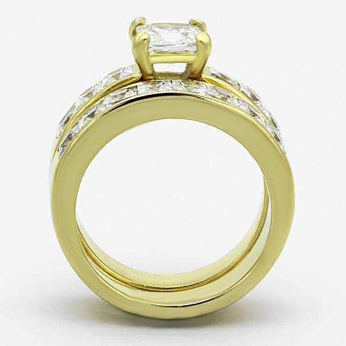 TK61206G - IP Gold(Ion Plating) Stainless Steel Ring with AAA Grade CZ in Clear - Alamode - Flyclothing LLC