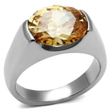 TK622 - High polished (no plating) Stainless Steel Ring with AAA Grade CZ in Champagne - Alamode - Flyclothing LLC