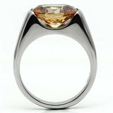 TK622 - High polished (no plating) Stainless Steel Ring with AAA Grade CZ in Champagne - Alamode - Flyclothing LLC