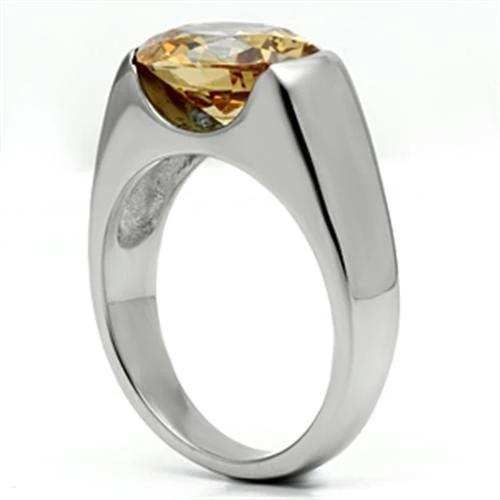TK622 - High polished (no plating) Stainless Steel Ring with AAA Grade CZ in Champagne - Alamode - Flyclothing LLC