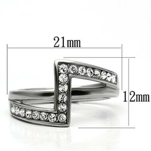 TK624 - High polished (no plating) Stainless Steel Ring with Top Grade Crystal in Clear - Alamode - Flyclothing LLC