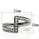TK624 - High polished (no plating) Stainless Steel Ring with Top Grade Crystal in Clear - Alamode - Flyclothing LLC