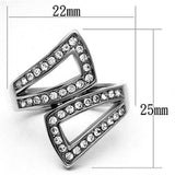 TK625 - High polished (no plating) Stainless Steel Ring with Top Grade Crystal in Clear - Alamode - Flyclothing LLC