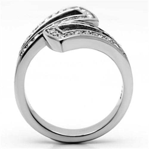 TK625 - High polished (no plating) Stainless Steel Ring with Top Grade Crystal in Clear - Alamode - Flyclothing LLC