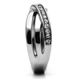 TK626 - High polished (no plating) Stainless Steel Ring with Top Grade Crystal in Clear - Alamode - Flyclothing LLC