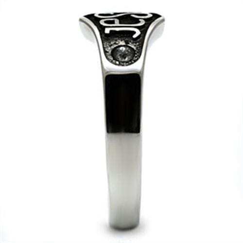 TK631 - High polished (no plating) Stainless Steel Ring with Top Grade Crystal in Clear - Alamode - Flyclothing LLC