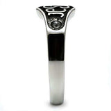 TK631 - High polished (no plating) Stainless Steel Ring with Top Grade Crystal in Clear - Alamode - Flyclothing LLC