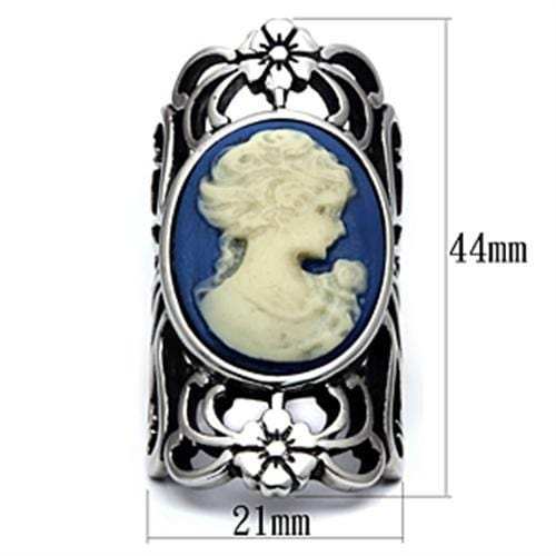 TK632 - High polished (no plating) Stainless Steel Ring with Synthetic Synthetic Stone in Capri Blue - Alamode - Flyclothing LLC