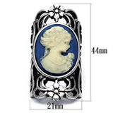 TK632 - High polished (no plating) Stainless Steel Ring with Synthetic Synthetic Stone in Capri Blue - Alamode - Flyclothing LLC