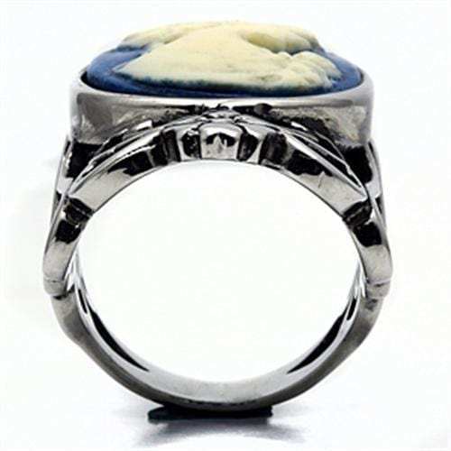 TK632 - High polished (no plating) Stainless Steel Ring with Synthetic Synthetic Stone in Capri Blue - Alamode - Flyclothing LLC