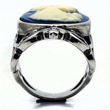 TK632 - High polished (no plating) Stainless Steel Ring with Synthetic Synthetic Stone in Capri Blue - Alamode - Flyclothing LLC