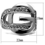 TK634 - High polished (no plating) Stainless Steel Ring with Top Grade Crystal in Clear - Alamode - Flyclothing LLC