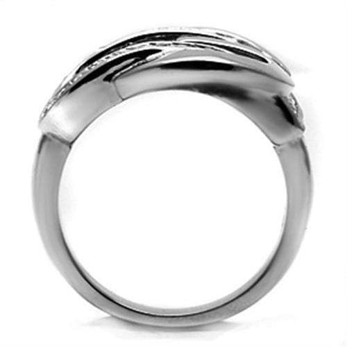 TK634 - High polished (no plating) Stainless Steel Ring with Top Grade Crystal in Clear - Alamode - Flyclothing LLC