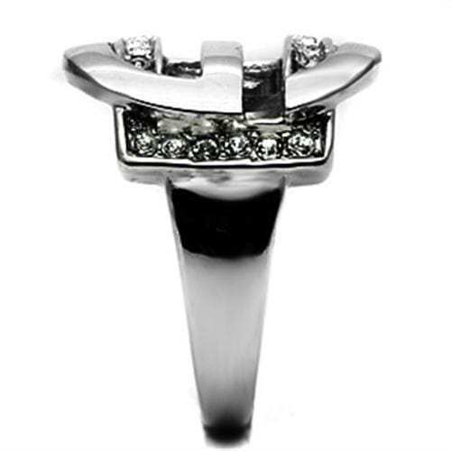 TK634 - High polished (no plating) Stainless Steel Ring with Top Grade Crystal in Clear - Alamode - Flyclothing LLC