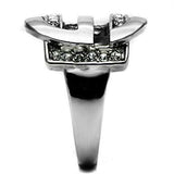 TK634 - High polished (no plating) Stainless Steel Ring with Top Grade Crystal in Clear - Alamode - Flyclothing LLC