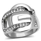 TK634 - High polished (no plating) Stainless Steel Ring with Top Grade Crystal in Clear - Alamode - Flyclothing LLC