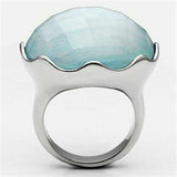 TK637 - High polished (no plating) Stainless Steel Ring with Synthetic Synthetic Glass in Sea Blue - Alamode - Flyclothing LLC