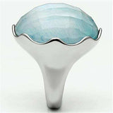 TK637 - High polished (no plating) Stainless Steel Ring with Synthetic Synthetic Glass in Sea Blue - Alamode - Flyclothing LLC